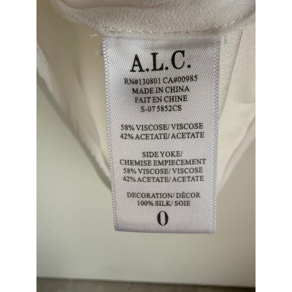 A.L.C. White Sleeveless Asymmetrical Silk Blend Top Size 0 - Picture 5 of 7